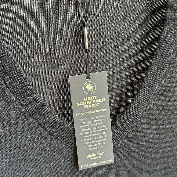 NWT Hart Schaffner Marx Dark Blue Merino Wool V-Neck Pullover Sweater Sz 3XB - Picture 4 of 11